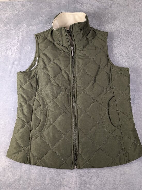 Jane Ashley Jackets & Blazers - Jane Ashley Olive Quilted Vest Women M Equestrian Preppy Lightweight Gorpcore